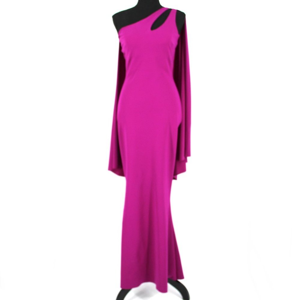 Chiara Boni One-Shoulder Fuchsia Maxi Dress